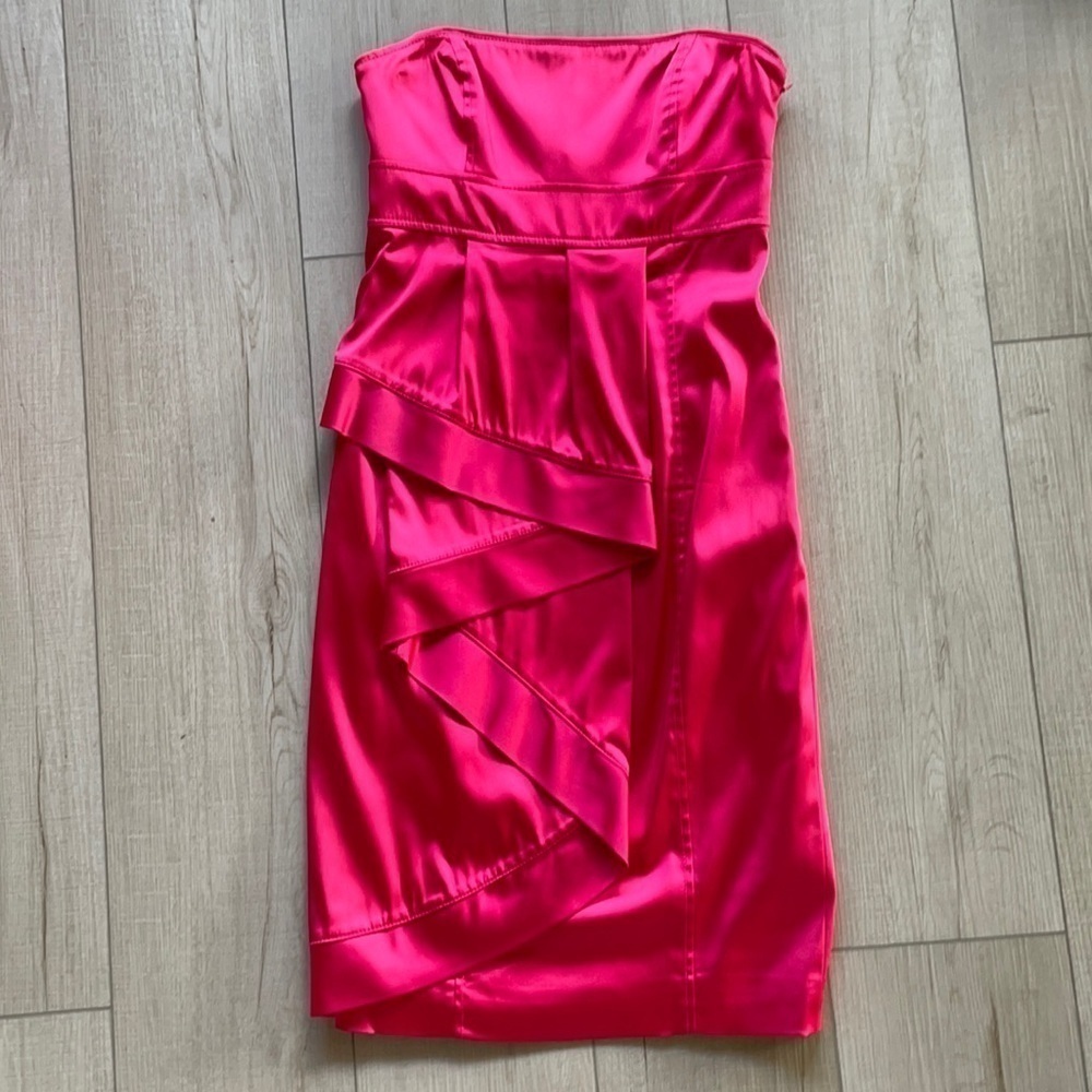 Ted Baker pink Barbiecore strapless ruffle coktail dress